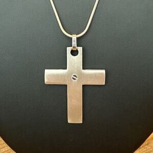Stainless Steel Cross Pendant 18-20” Adjustable Chain Necklace Men’s Faith